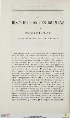 N.S. 10.1864: De la distribution des dolmens sur la surface de la France : nouvelle note avec carte