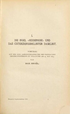 Hansische Geschichtsblätter : = Hanseatic history review. 21 = Bd. 7. 1893. - 1894