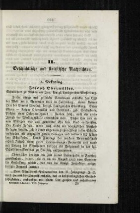 Joseph Obermüller : Schullehrer zu Rieden im Inn, königl. Landgerichts Wasserburg ; [Nekrolog]