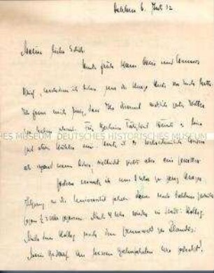 Handschriftlicher Brief von Otto Hahn an seine Frau mit Ausführungen zur Reichstagswahl am 31. Juli 1932, mit Briefumschlag