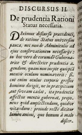 Discursus II. De prudentia Rationi Status necessaria.
