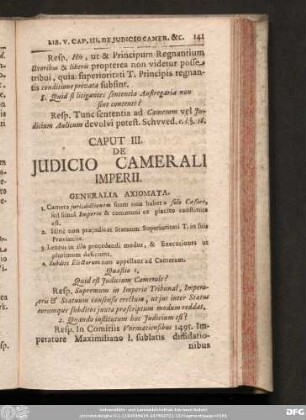 Caput III. De Iudicio Camerali Imperii.