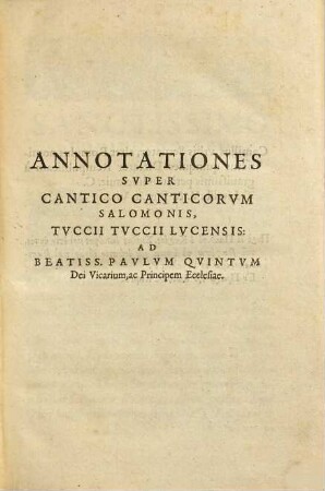Tuccii Annotationes super cantico canticorum Salomonis