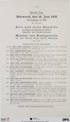 Alte und neue Gemälde, Mobiliar und Kunstgewerbe (Nr. 532-820)