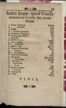 Index Impp. quod Constitutiones in Constit. Im. recensentur.