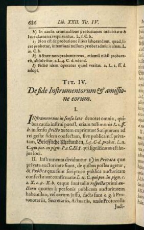 686-719, Tit. IV. De fide Instrumentorum & amissione eorum - Tit. VI. De Juris & Facti ignorantia