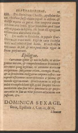 Dominica Sexagesimae ...