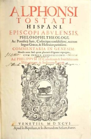 Commentaria in Genesim : Mendis nunc sanè quam plurimis diligenter expurgata