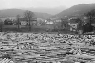 Holzflößerei : Holzflößerei auf dem Fluss Regen