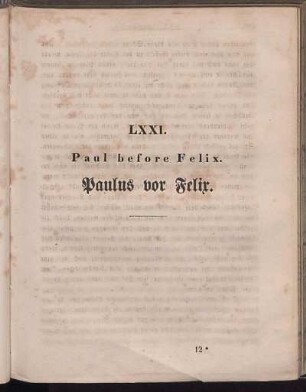 LXXI. Paul before Felix. Paulus vor Felix.