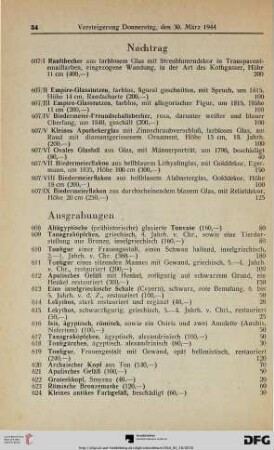 Nachtrag (Nr. 607/I-607/IX)