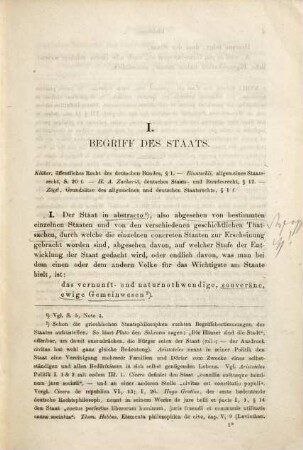 System des Verfassungsrechts der monarchischen Staaten Deutschlands : mit besonderer Rücksicht auf den Constitutionalismus, 1. Einleitung, allgemeine Staatsrechtsgrundsätze, Geschichte der politischen Gestaltungen Gesammt-Deutschlands