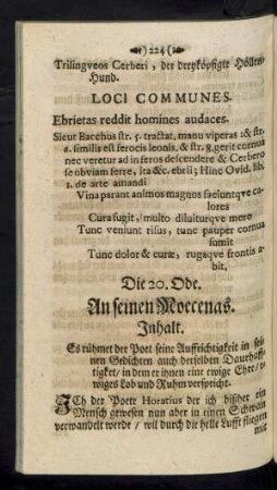 Die 20. Ode. An seinen Moecenas