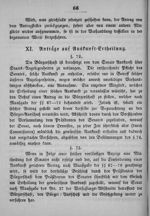 XI. Anträge auf Auskunft-Ertheilung.