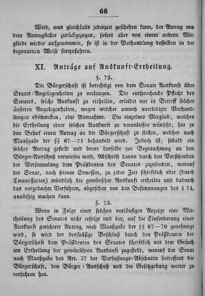 XI. Anträge auf Auskunft-Ertheilung.