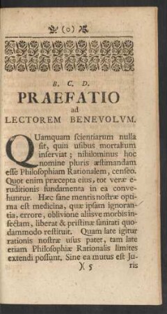 Praefatio ad Lectorum Benevolum