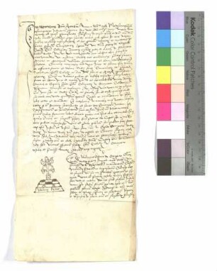 Notarielle Bestätigung des Verzichtes Peter von Cappels auf eine Präbende in Öhringen; ausgestellt Öhringen, 1504; Notariatszeichen: Valerius Kastner.