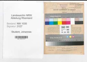 Entnazifizierung Johannes Student , geb. 05.08.1911 (Angestellter)