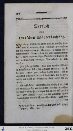 Versuch eines teutschen Wörterbuchs.