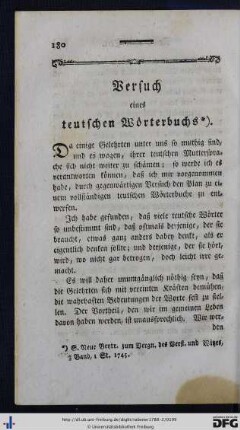 Versuch eines teutschen Wörterbuchs.