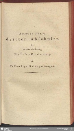 Zweyten Theils dritter Abschnitt. Die fünfte Ordnung Kalch-Ordnung
