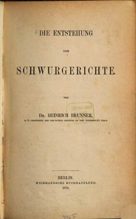 Die Entstehung der Schwurgerichte