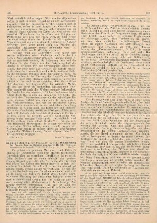183-185 [Rezension] Schmidt-Japing, Joh. Wilh., Die Bedeutung der Person Jesu im Denken des jungen Hegel