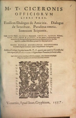 De officiis, Dialogus de amicitia, de Senectute, Paradoxa, Somnium Scipionis