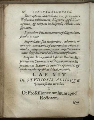 Cap. XIV. De Studiosis, Aliisque Universitatis Membris