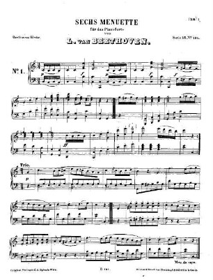 Beethoven's Werke. 194 = Serie 18: Kleinere Stücke für das Pianoforte, 6 Menuette : [WoO 10]
