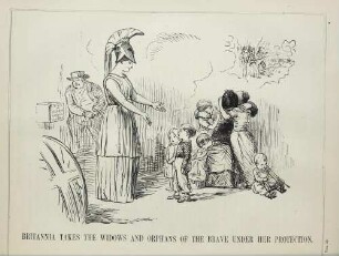 Britannia takes the widows and orphans of the brave under her protection