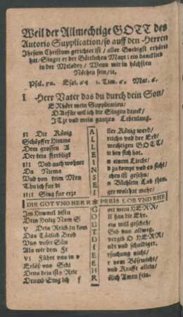 Weil der Allmechtige Gott des Autoris Supplication/ so auff den Herren Jhesum Christum gerichtet ist/ aller Gnedigst erhöret hat ...