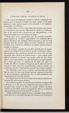 c) Principes généraux concernant le travail