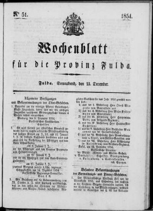 Nr. 51, Ausgabe vom 23. Dezember 1854