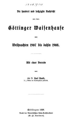 160: Nachricht von dem Göttinger Waisenhause
