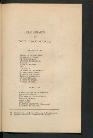 Obras dramáticas de Don José Marco