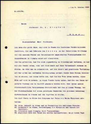A. von Gerkan an W. Dörpfeld