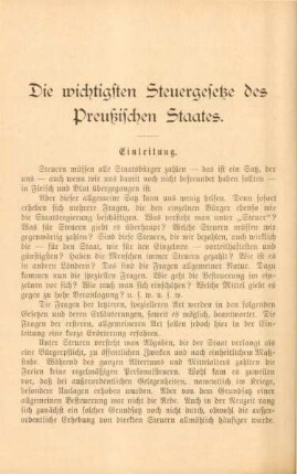 Die wichtigsten Steuergesetze des Preußischen Staates