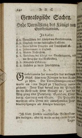 Genealogische Sachen.