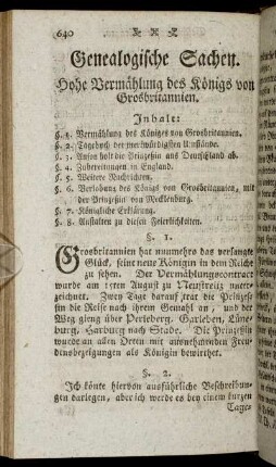 Genealogische Sachen.