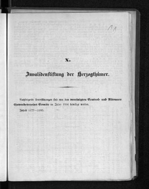X. Invalidenstiftung der Herzogthümer.