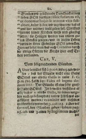 Cap. V. Vom seligmachenden Glauben.