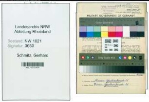 Entnazifizierung Gerhard Schmitz , geb. 04.08.1894 (Schuhmachermeister)