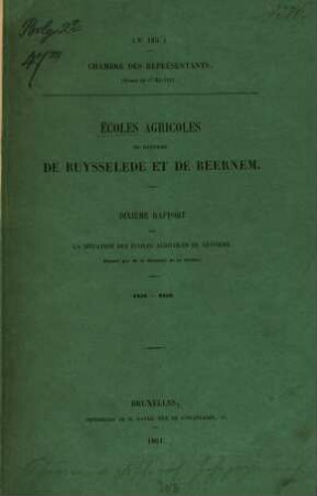 Rapport sur la situation des écoles agricoles de réforme. 10. 1858/59 (1861) = Nr. 185