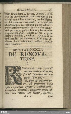 Disputatio XXXII. De Renovatione