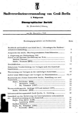Nr. 90, 26. November 1948, Ordentliche Sitzung