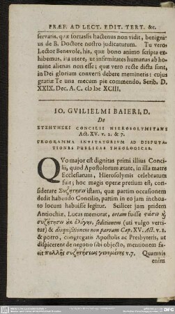Programma Invitatorium Ad Disputationes Publicas Theologicas