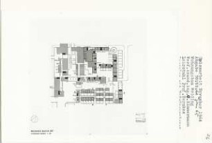 Wohnungsbau, Berlin-Wedding (Diplomarbeit bei Bernhard Hermkes): Lageplan mit Fußgängerebenen 1:500