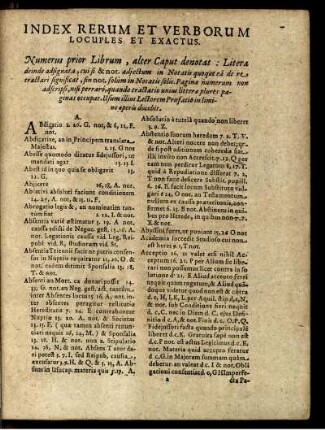 Index Rerum Et Verborum Locuples Et Exactus
