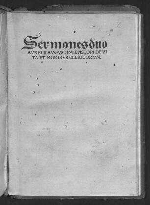 Sermones duo Aurelio Augustino de vita et moribus clericorum